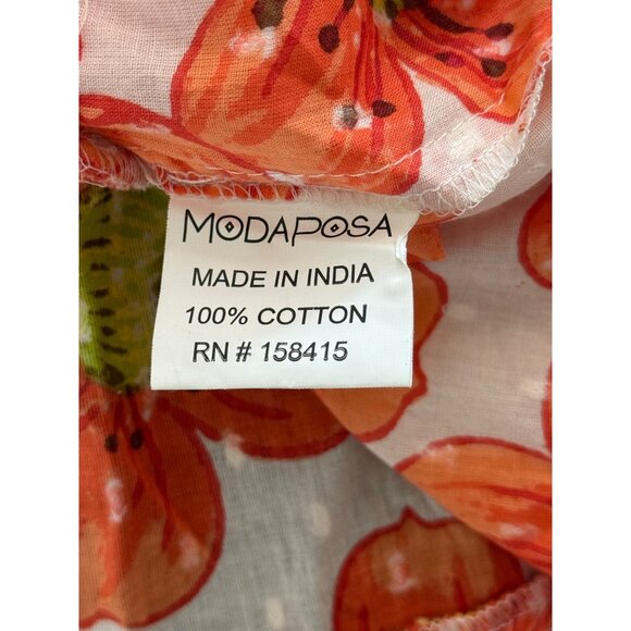 ModaPosa Shirt Dress Penelope Puff-Sleeve Drop-Waist Pockets Poppy Cotton Size S - Picture 8 of 8